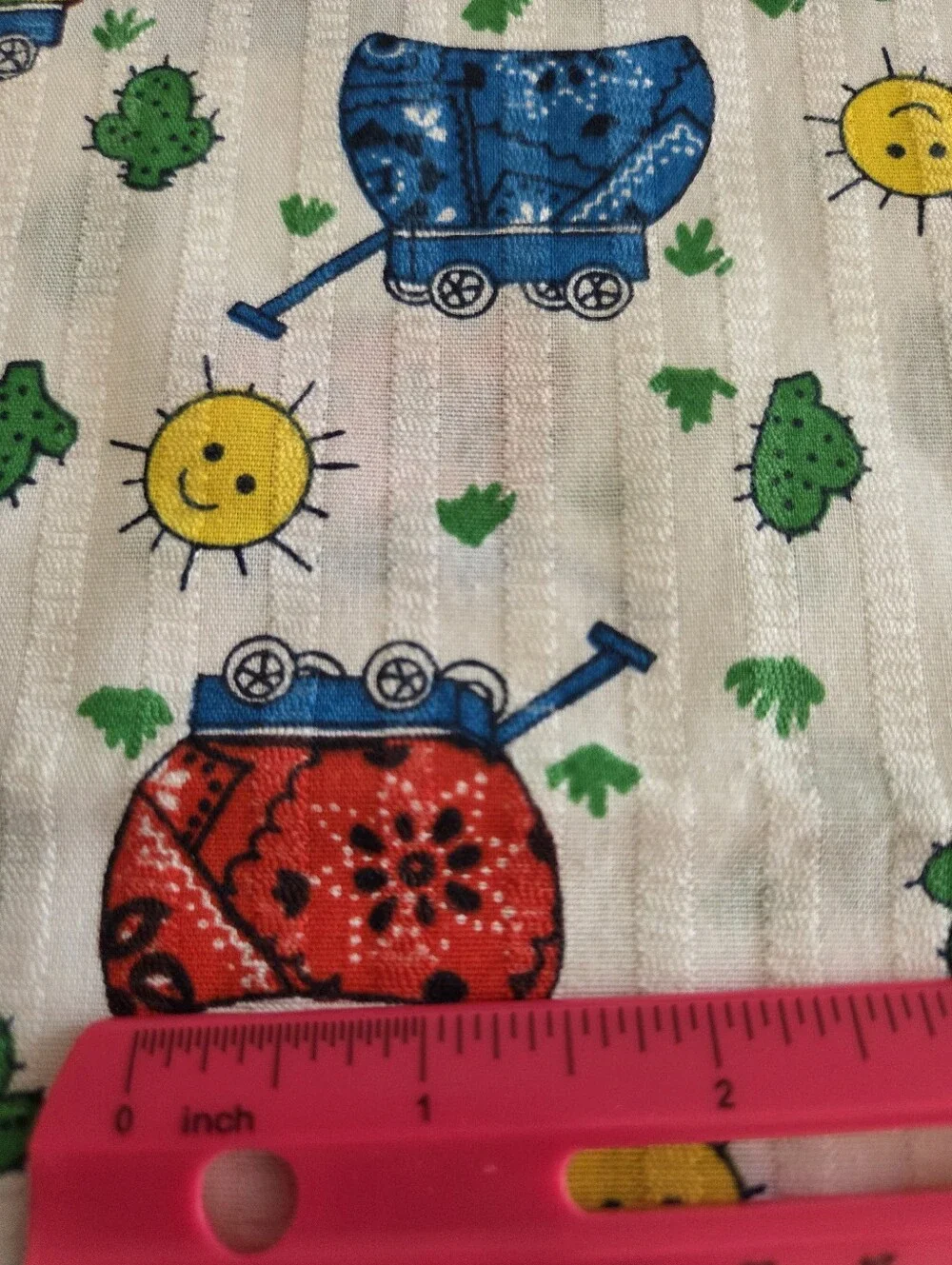 Vintage 1970's - 1980's COVERED WAGONS 100% Cotton Sewing Quilting Craft Fabric